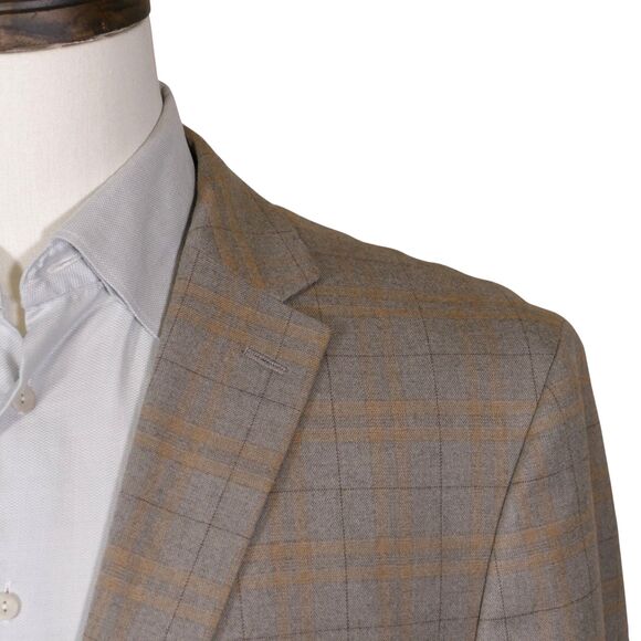 TOMMY HILFIGER Mens Sport Coat Blazer Mens 48R Beige Plaid - Picture 9 of 14